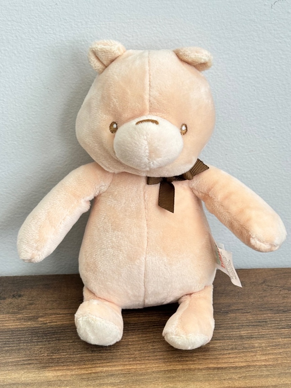 Disney Baby Winnie The Pooh Classic Plush Embroidered Stuffed Toy Brown Bow SOFT